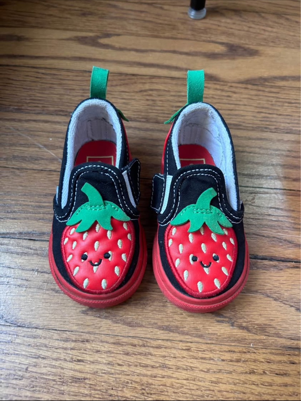 Vans Kids Strawberry Slip-On Shoes - Red, Black & Green